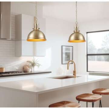 Kira Home Belle 15" Modern Industrial Pendant Light, Adjustable Hanging Height, Cool Brass Finish