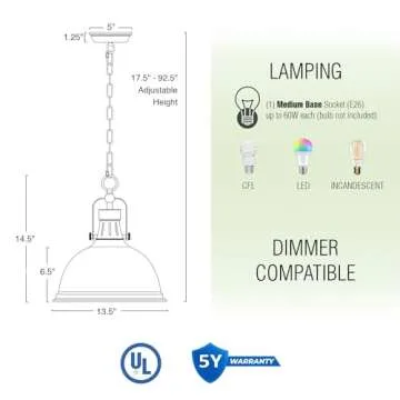 Kira Home Belle 15" Modern Industrial Pendant Light, Adjustable Hanging Height, Cool Brass Finish