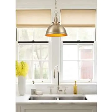 Kira Home Belle 15" Modern Industrial Pendant Light, Adjustable Hanging Height, Cool Brass Finish