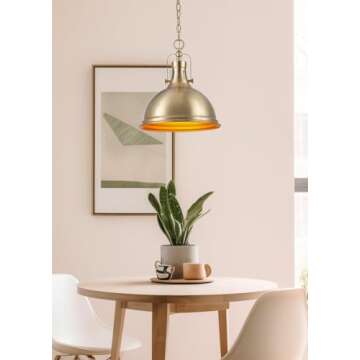 Kira Home Belle 15" Modern Industrial Pendant Light, Adjustable Hanging Height, Cool Brass Finish