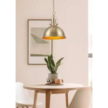 Kira Home Belle 15" Modern Industrial Pendant Light, Adjustable Hanging Height, Cool Brass Finish