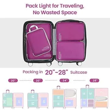Cambond Compression Packing Cubes for Suitcases - 5 Set Packing Cubes for Travel Expandable Luggage Packing Organizers with Underwear Bag, Purple