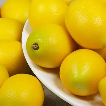 20 pcs Fake Lemons Decorations Faux Fruits Artificial Yellow Lemons for Lemon Wreath Garland Lemonade Party Kitchen Table Summer Spring Décor Fruit Bowl Vase Fillers Photography Props
