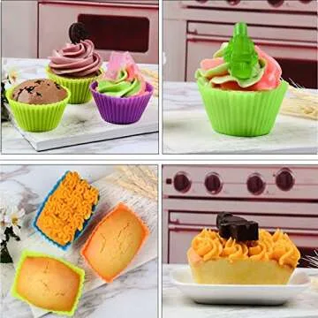 40 Pack Silicone Cups Baking Molds, Reusable Non Stick Silicone Cupcake Baking Cups & Silicone Cupcake Liners for Baking