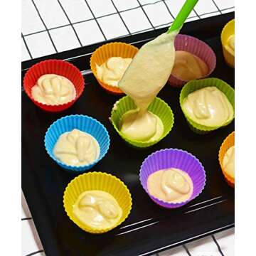 40 Pack Silicone Cups Baking Molds, Reusable Non Stick Silicone Cupcake Baking Cups & Silicone Cupcake Liners for Baking
