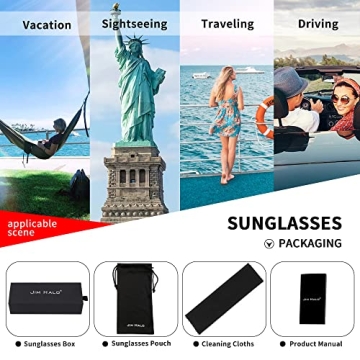 JIM HALO Women's Vintage Round Sunglasses Gold Frame Polarized