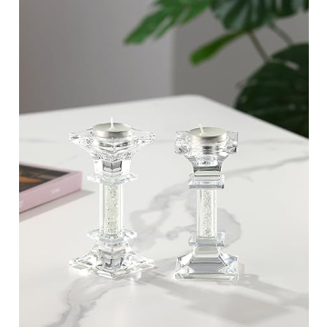 Aixita Exquisite Glass Candlestick Holders Set of 2