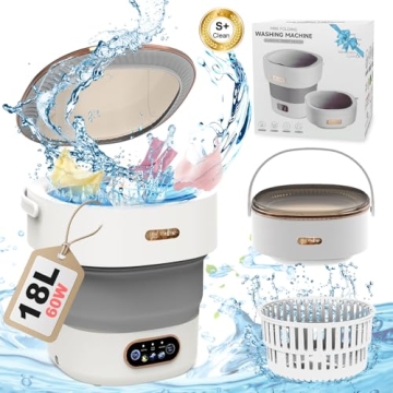 Mini Portable Washing Machine Small - 18L 60W Portable Mini Washing Machine with Spin, Mini Lavadora...