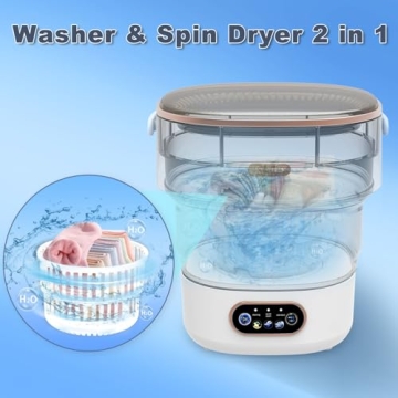 Mini Portable Washing Machine Small - 18L 60W Portable Mini Washing Machine with Spin, Mini Lavadora Portatil Washer Foldable, Small Washing Machine Portable Used for Travel Baby Grey