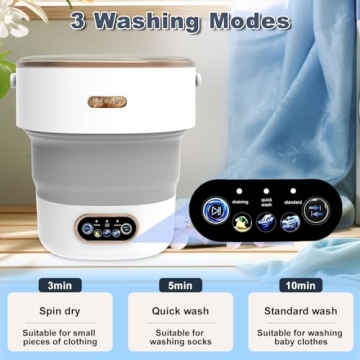 Mini Portable Washing Machine Small - 18L 60W Portable Mini Washing Machine with Spin, Mini Lavadora Portatil Washer Foldable, Small Washing Machine Portable Used for Travel Baby Grey