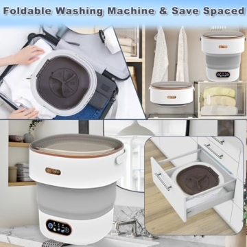 Mini Portable Washing Machine Small - 18L 60W Portable Mini Washing Machine with Spin, Mini Lavadora Portatil Washer Foldable, Small Washing Machine Portable Used for Travel Baby Grey