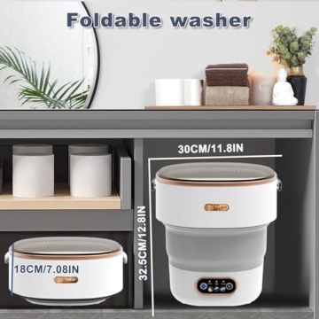 Mini Portable Washing Machine Small - 18L 60W Portable Mini Washing Machine with Spin, Mini Lavadora Portatil Washer Foldable, Small Washing Machine Portable Used for Travel Baby Grey