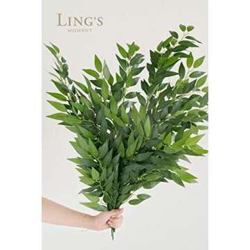 Ling's Moment Artificial Plants Italian Ruscus 4 Branches,29.53" Tall Lush Greenery Bountiful Filler...