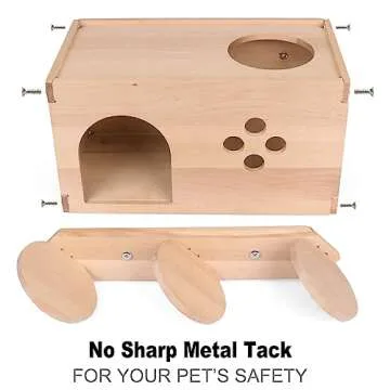 YKD Chinchilla Wooden House with Ladder - Small Animal Hideout for Chinchilla Squirrel or Sugar Gliders - Ventilated Wooden Chinchilla Hut Hideout with Multiple Doors
