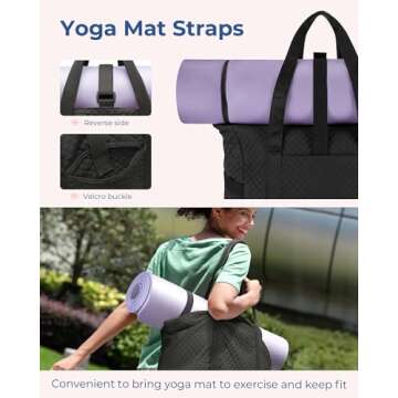BAGSMART Large Tote Bag for Women, Stylish Travel Shoulder Handbag with Yoga Mat Buckle