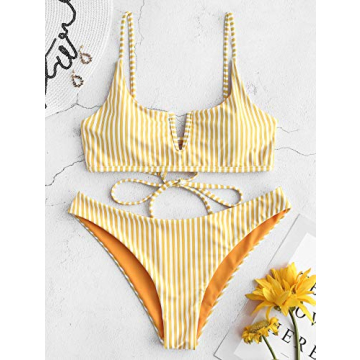 ZAFUL Striped Reversible Bikini Set for Women