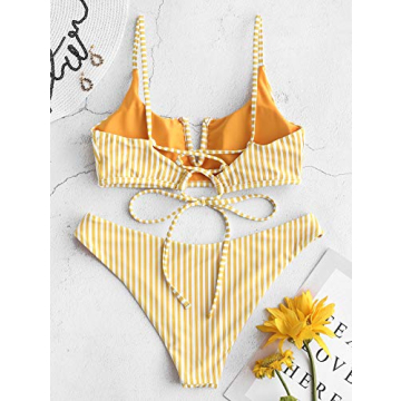 ZAFUL Striped Reversible Bikini Set for Women