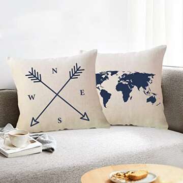 Coastal Sailing Throw Pillow Covers - Nautical 4Pack