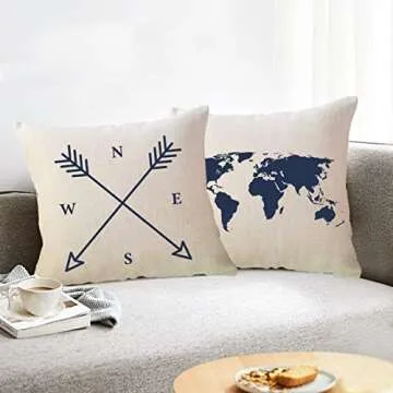 Coastal Sailing Throw Pillow Covers - Nautical 4Pack