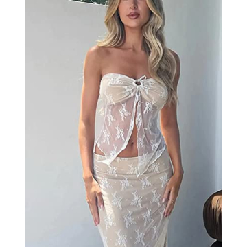 Y2K Skirt Set Women Sexy Two Piece Maxi Outfit for Summer