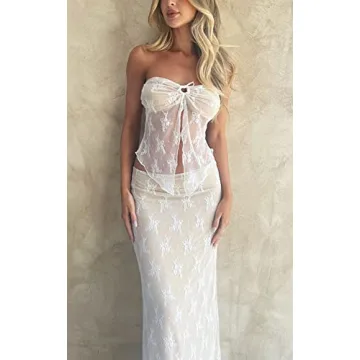 Y2K Skirt Set Women Sexy Two Piece Maxi Outfit for Summer