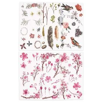 Knaid Watercolor Birds and Flowers Stickers Set - Decorative Sticker for Scrapbooking, Kid DIY Arts Crafts, Album, Bullet Journaling, Junk Journal, Planners, Calendars and Notebook