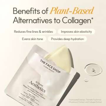 THE FACE SHOP Vita-Toning Vegan Collagen Face Mask, Korean Glass Skin Essential, Hydrogel Mask for Moisturizing & Skin Elasticity, Improves Uneven Tone, 4EA