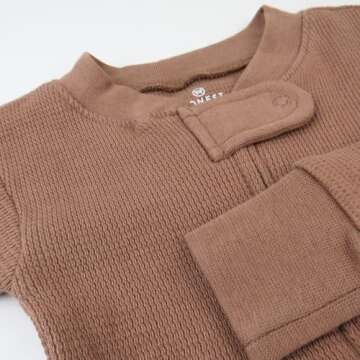 HonestBaby Unisex Kid's Non-Slip Footed Pajamas One-Piece Sleeper Jumpsuit Zip-Front PJs 100% Organic Cotton for Baby Boys, Brown