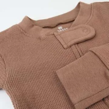 HonestBaby Unisex Kid's Non-Slip Footed Pajamas One-Piece Sleeper Jumpsuit Zip-Front PJs 100% Organic Cotton for Baby Boys, Brown