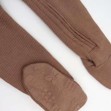 HonestBaby Unisex Kid's Non-Slip Footed Pajamas One-Piece Sleeper Jumpsuit Zip-Front PJs 100% Organic Cotton for Baby Boys, Brown