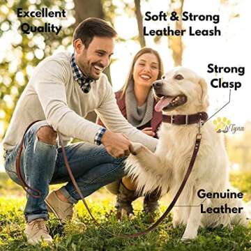 ADITYNA Leather Dog Leash 6 ft x 3/4 inch - Soft, Strong, Heavy Duty for Large & Medium Breeds - Dog Lead for Walking, Training, Hiking and Running (Brown)