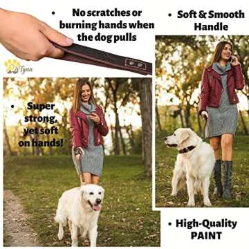 ADITYNA Leather Dog Leash 6 ft x 3/4 inch - Soft, Strong, Heavy Duty for Large & Medium Breeds - Dog Lead for Walking, Training, Hiking and Running (Brown)