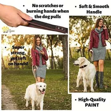 ADITYNA Leather Dog Leash 6 ft x 3/4 inch - Soft, Strong, Heavy Duty for Large & Medium Breeds - Dog Lead for Walking, Training, Hiking and Running (Brown)