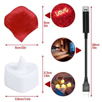 Romantic Decorations for Special Night, 2000Pcs Artificial Rose Petals with 24Pcs LED Candles, Star Night Light for Romantic Night Bedroom Hotel Decor, Date Night Ideas, Anniversary