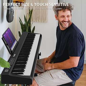 Digital Piano 88 Key Full Size Semi Weighted Electronic Keyboard Piano with Music Stand,Built-In Spe...