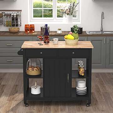ChooChoo Kitchen Island on Wheels with Storage and Drawers
