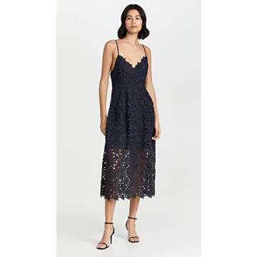 ASTR the label womens Astr Women's Sleeveless Lace Fit & Flare Midi Dress, Navy, Small US