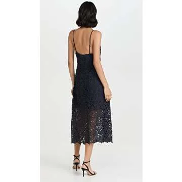 ASTR the label womens Astr Women's Sleeveless Lace Fit & Flare Midi Dress, Navy, Small US