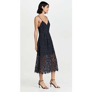 ASTR the label womens Astr Women's Sleeveless Lace Fit & Flare Midi Dress, Navy, Small US