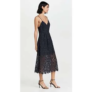 ASTR the label womens Astr Women's Sleeveless Lace Fit & Flare Midi Dress, Navy, Small US