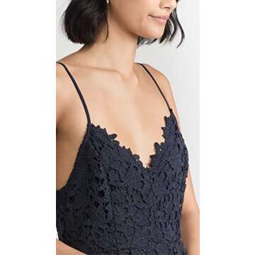 ASTR the label womens Astr Women's Sleeveless Lace Fit & Flare Midi Dress, Navy, Small US