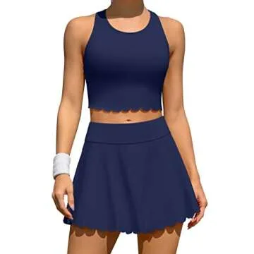 ATTRACO Racerback Tennis Dress for Women with Shorts Underneath Athletic Golf Dress Navy M