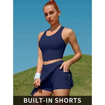 ATTRACO Women's Racerback Tennis Dress with Shorts