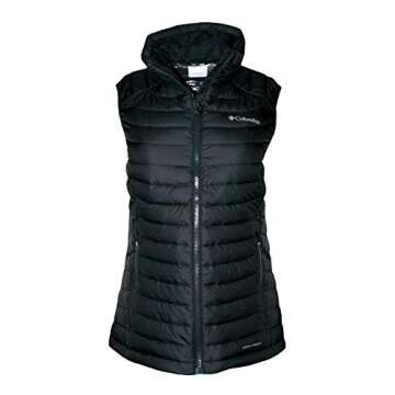 Columbia Women's White Out Puffer Omni Heat Full Zip Insulated Vest (Black, M)