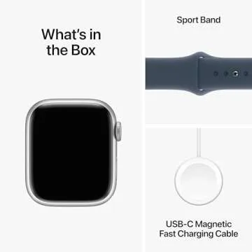 Apple Watch Series 9 [GPS 41mm] Smartwatch with Silver Aluminum Case with Storm Blue Sport Band S/M. Fitness Tracker, Blood Oxygen & ECG Apps, Always-On Retina Display