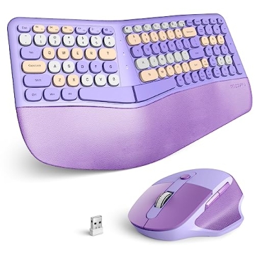 MOFII Wireless Ergonomic Keyboard and Mouse Combo - Comfortable Split Keyboard with Curved Layout an...