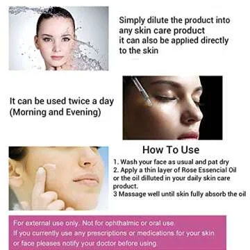 Rose Essential Oil, Face Rose Oil, Moisturizer Rose Oil, Anti Ageing & Anti Wrinkle Serum, Rose Oil for Face, Skin Care, 1 FL.OZ (30ml)