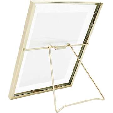Juvale 8 Pack Gold 5x7 Floating Glass Picture Frames for Tabletop, Pressed Flowers, Home Decor