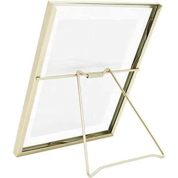 Juvale 8 Pack Gold 5x7 Floating Glass Picture Frames for Tabletop, Pressed Flowers, Home Decor