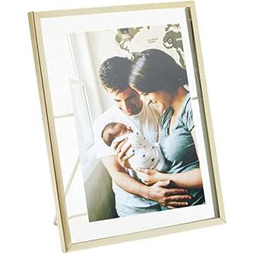 Juvale 8 Pack Gold 5x7 Floating Glass Picture Frames for Tabletop, Pressed Flowers, Home Decor